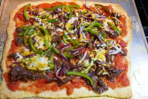 Tex-Mex meets Italian in steak fajita pizza