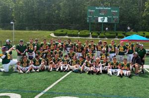 Vermont poses after winning the 2026 Shrine Maple Sugar Bowl on Saturday, Aug. 1. Vermont captured a 42-12 win over New Hampshire.