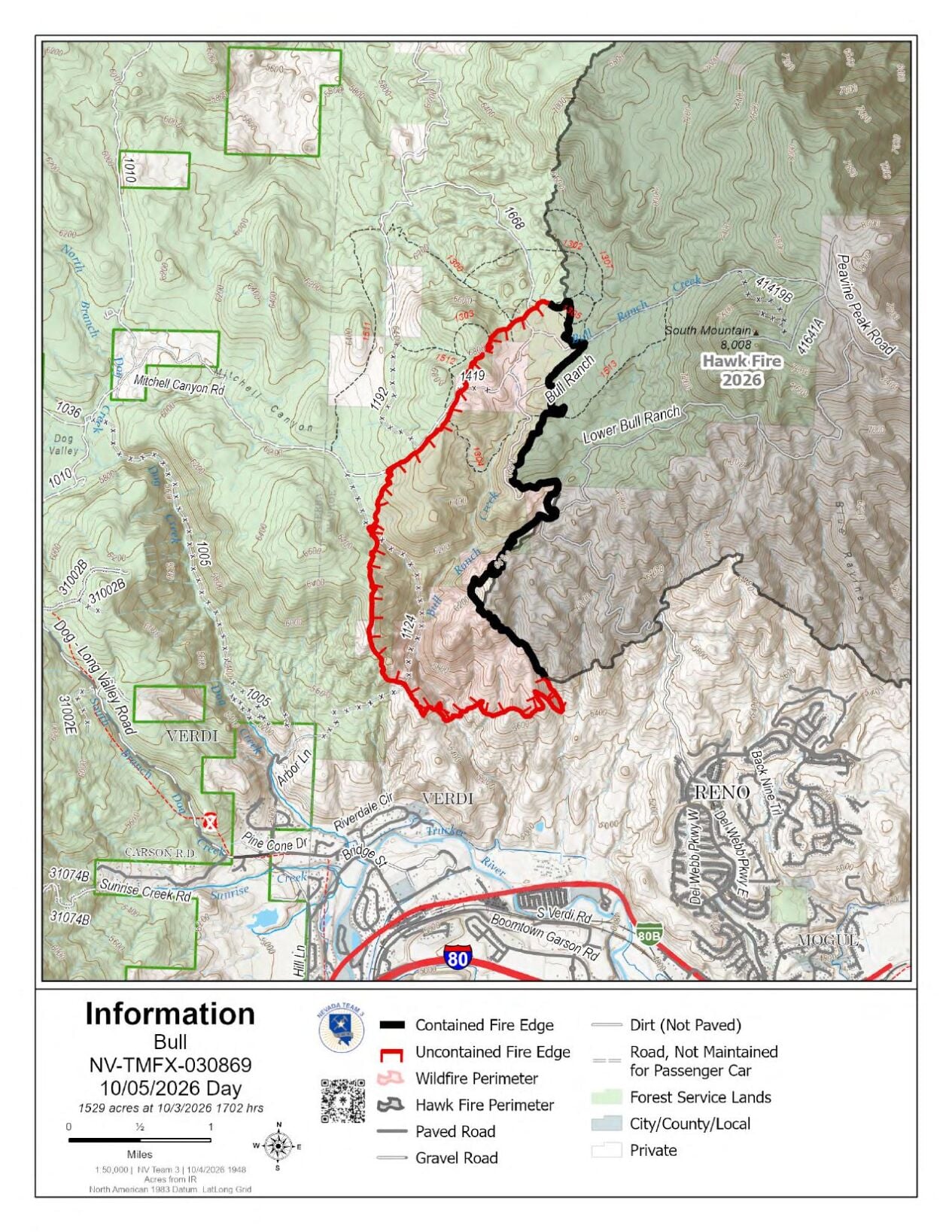 Bull Fire map, October 5, 2026