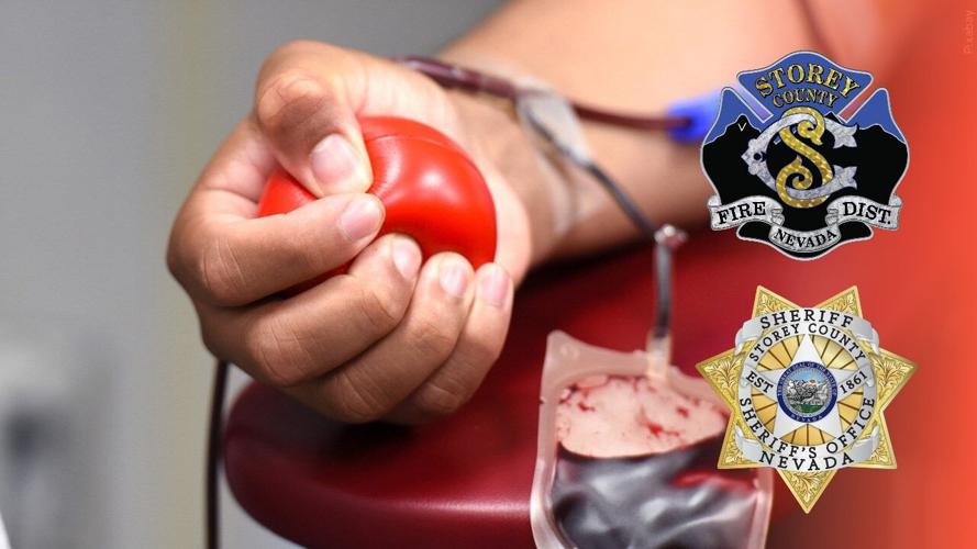 Blood drive with Storey County logos