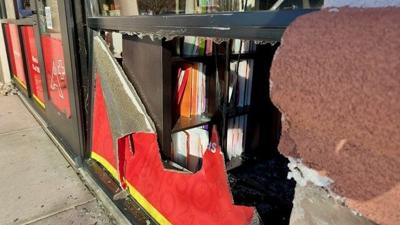 Car hits building, December 4