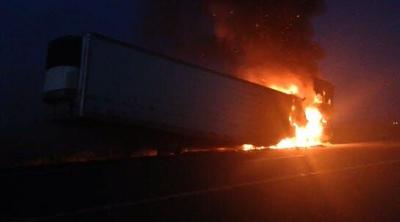 NHP: Semi-Truck Trailer Catches Fire I-80 West of Lovelock
