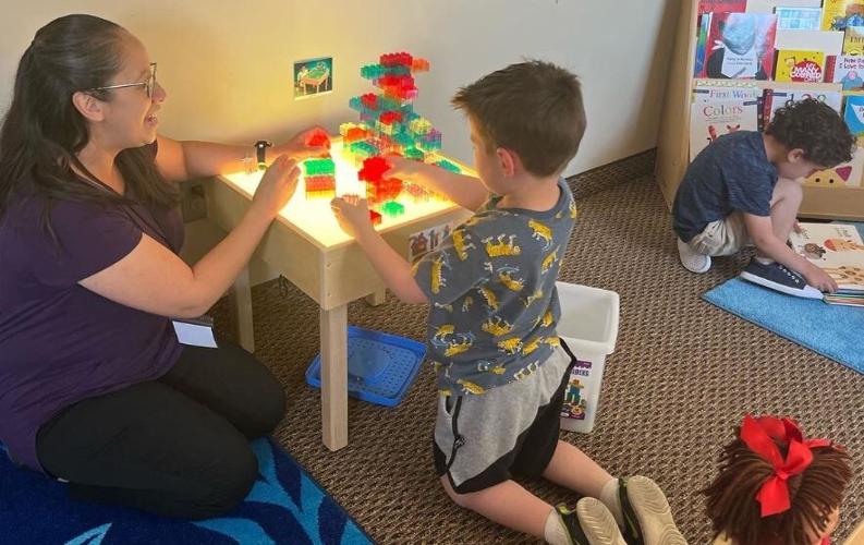 Woman with young child