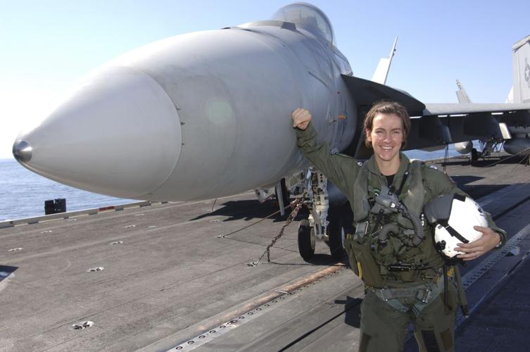 Commander Becky Calder and her jet