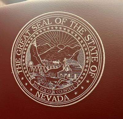 Nevada seal on leather chair
