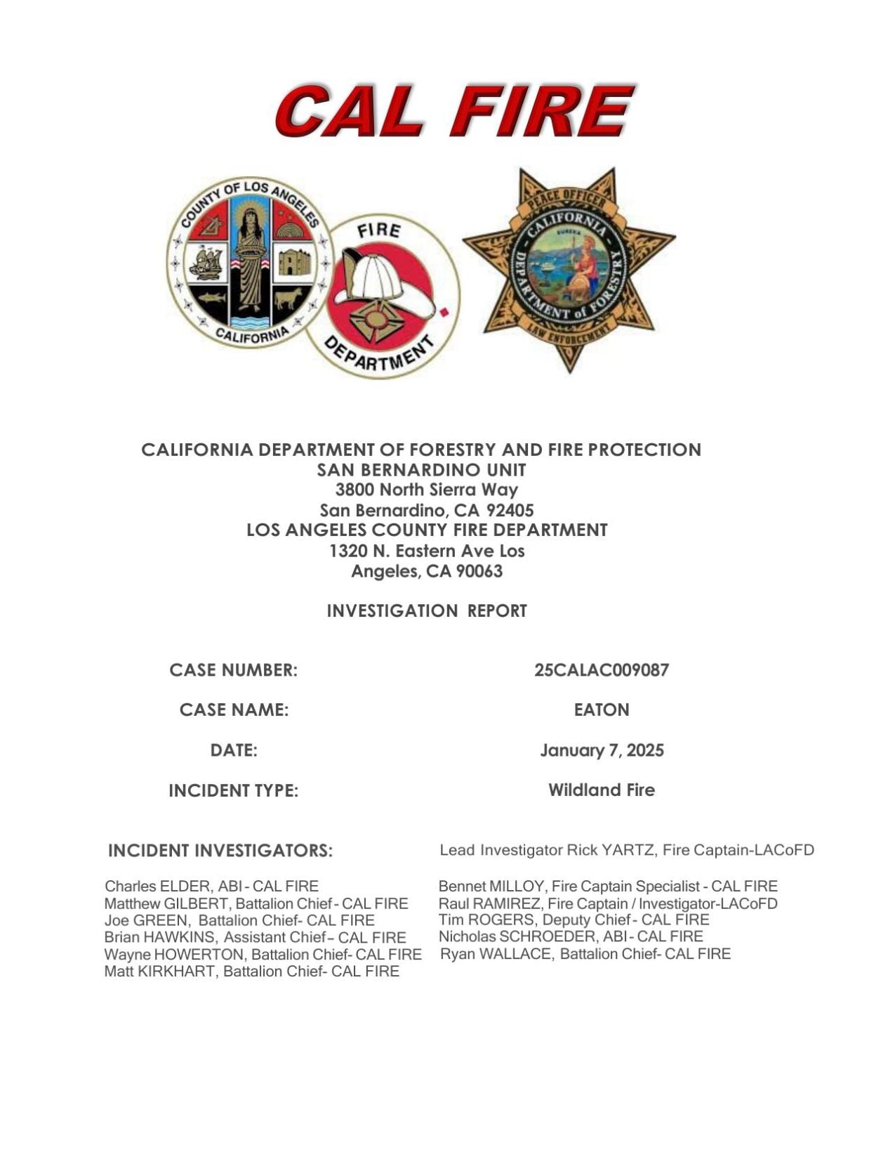 Eaton Fire report