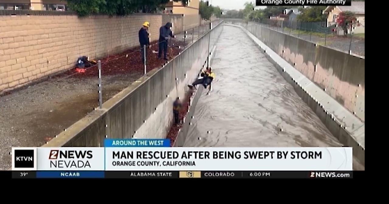 Man rescued in California after being swept away by storm water ...