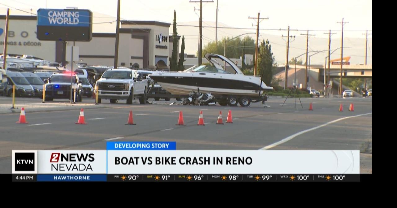 One hospitalized in crash between truck hauling a boat and a motorcycle ...