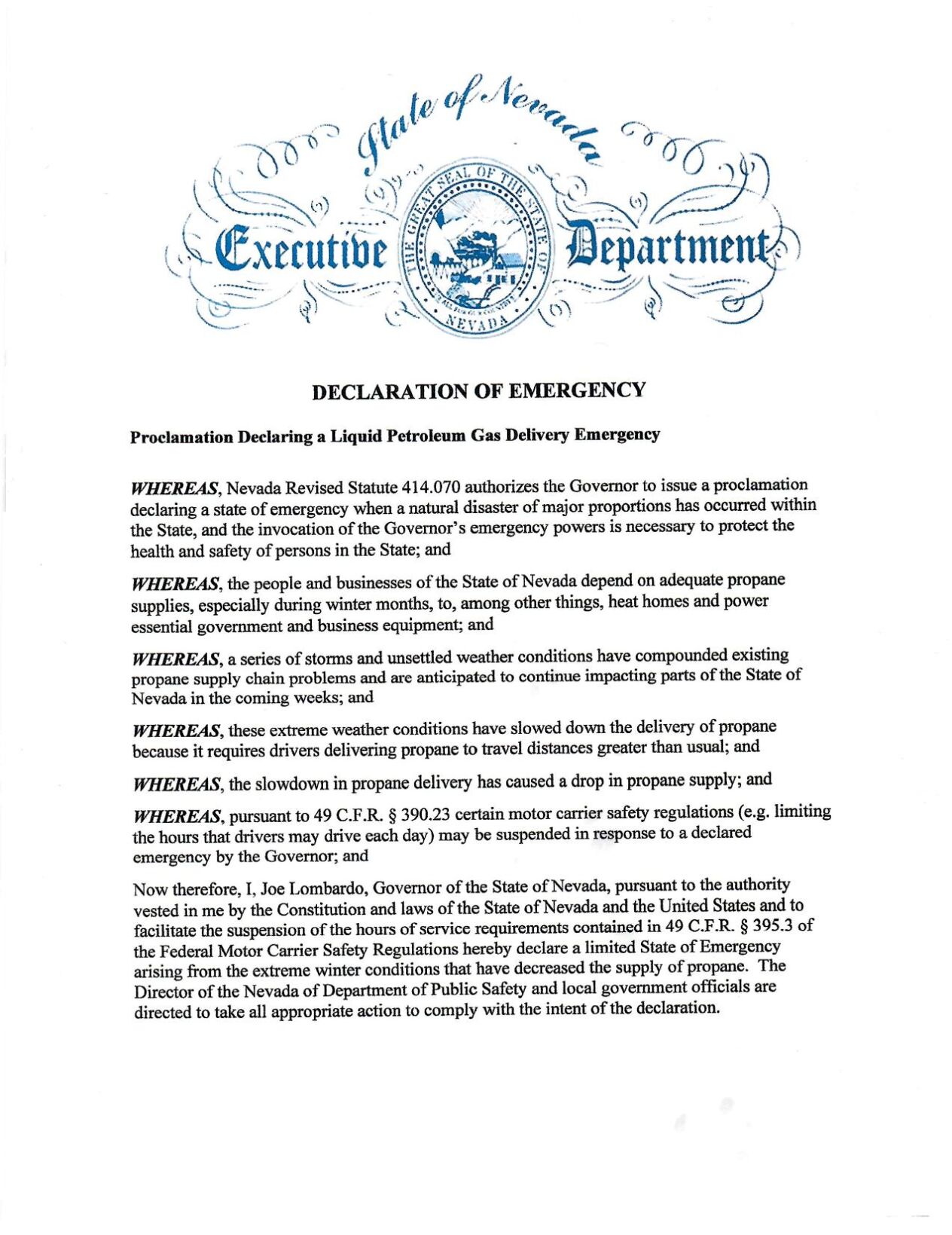 Gov. Lombardo Declares Emergency For Liquid Petroleum Gas Delivery Amid ...