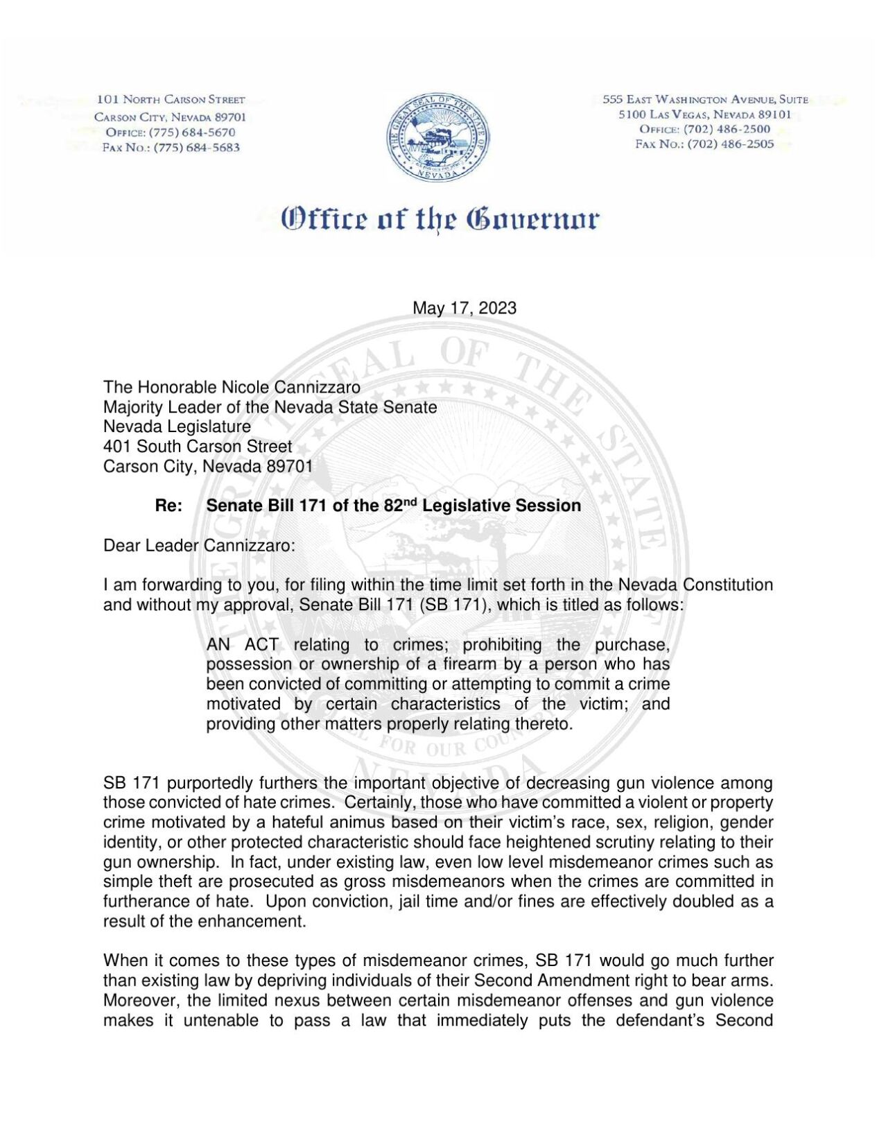 SB 171 Veto