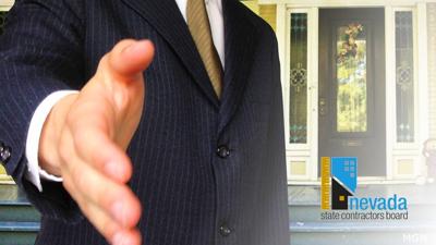 Door to Door Salesman with NSCB logo