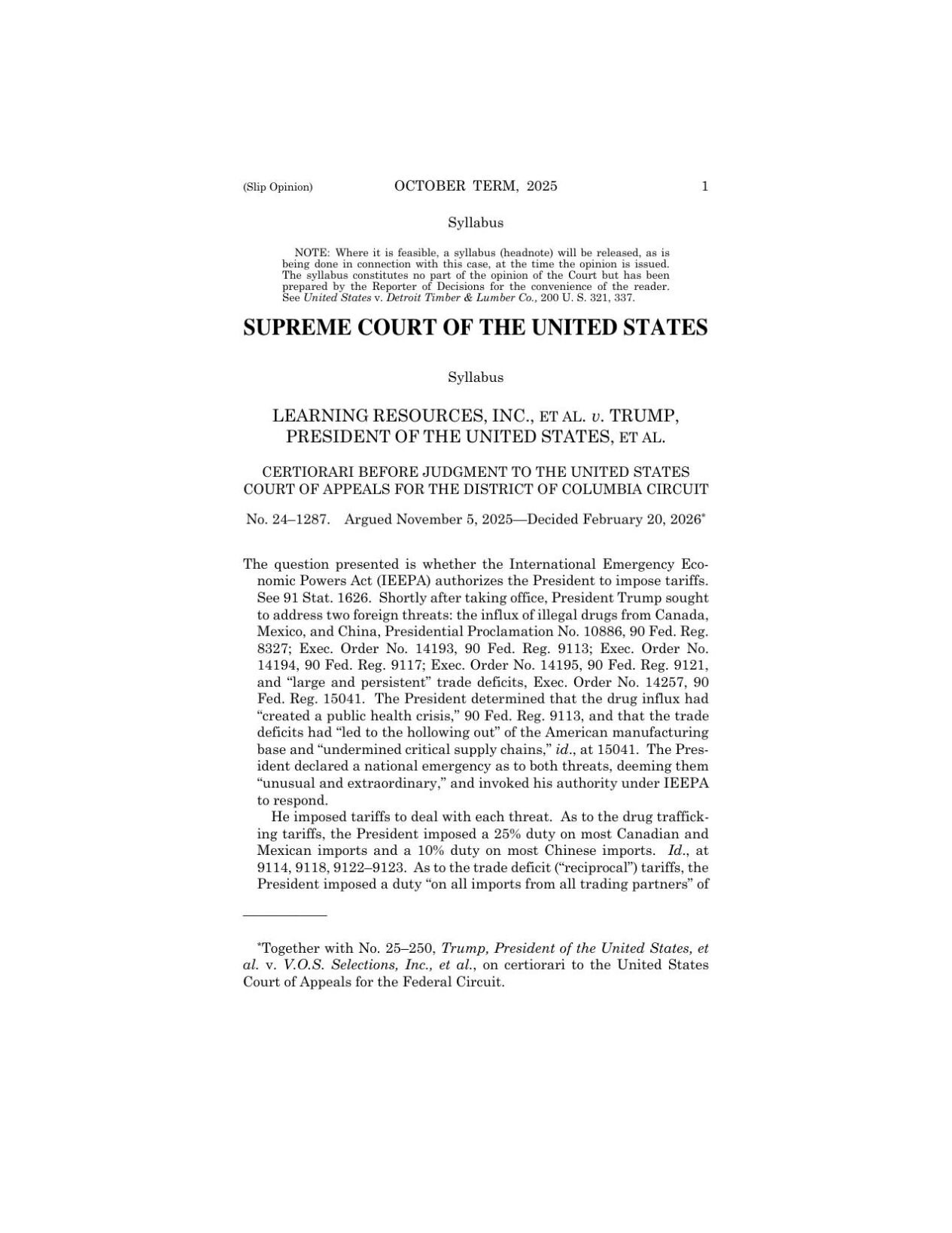 Supreme Court tariff decision