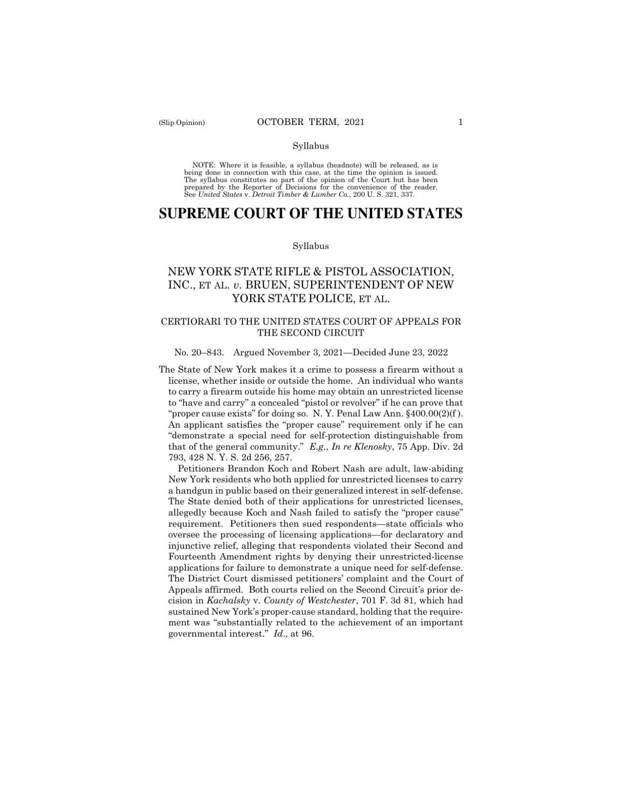 SCOTUS NY Gun Law Ruling