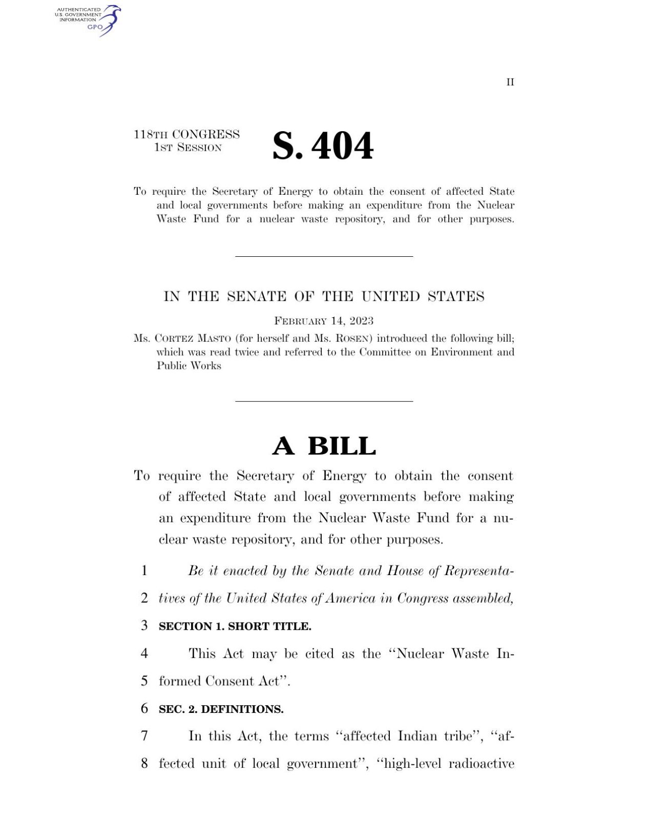 Senate Bill 404