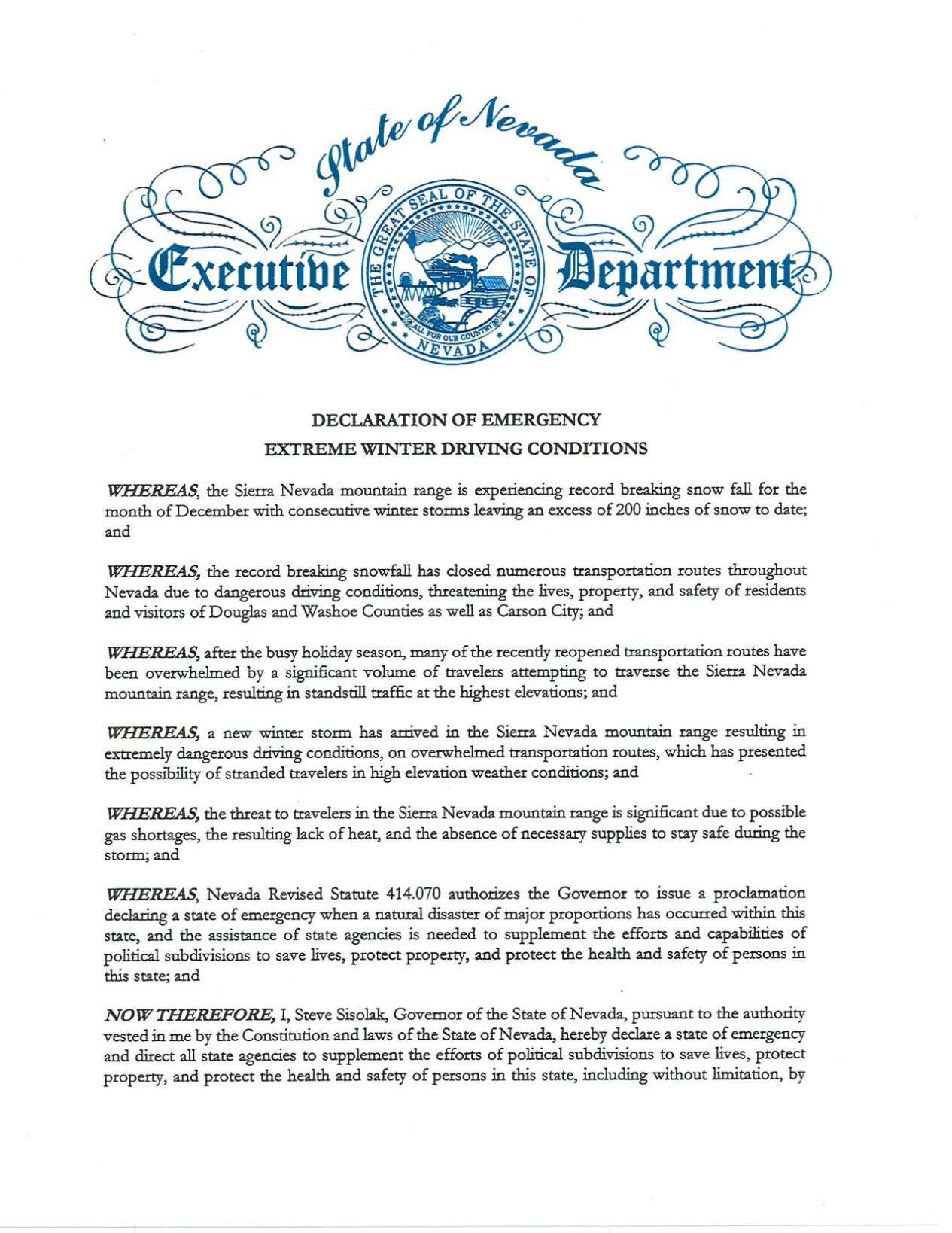 Snow State of Emergency