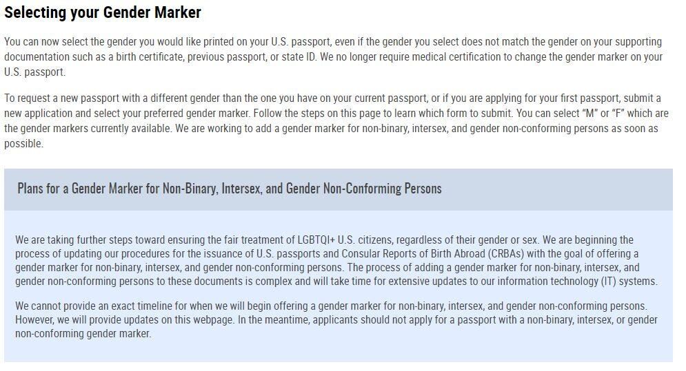 Selecting your Gender Marker