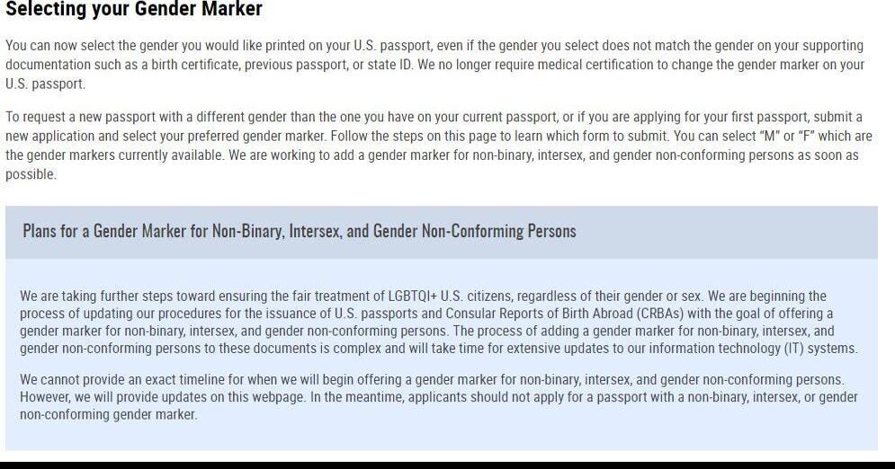 Selecting your Gender Marker