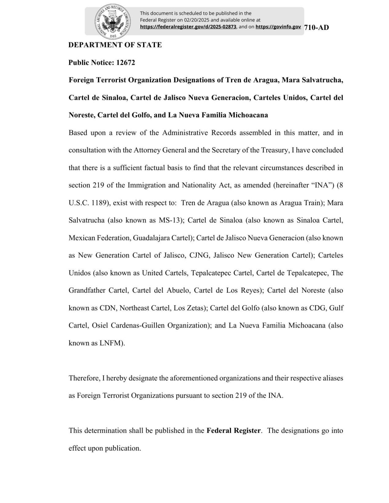 State Department 'foreign terrorist organizations'