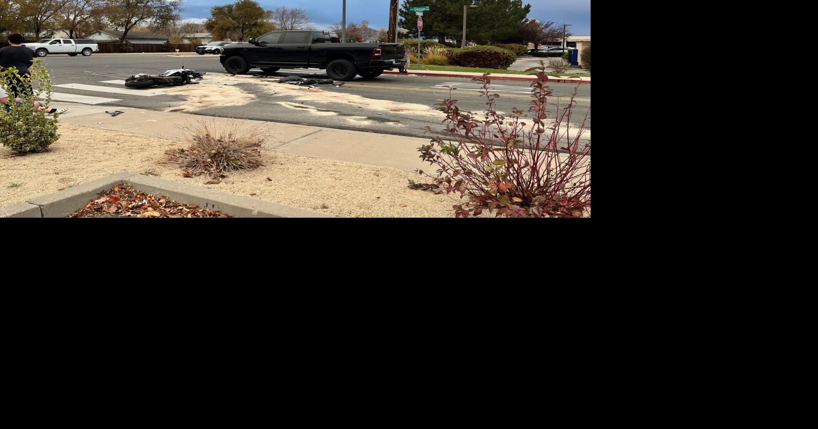 Motorcyclist hospitalized after three-vehicle crash in Sparks | Local ...