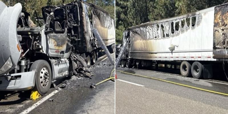 Semi-truck fire on I-80 west near Colfax