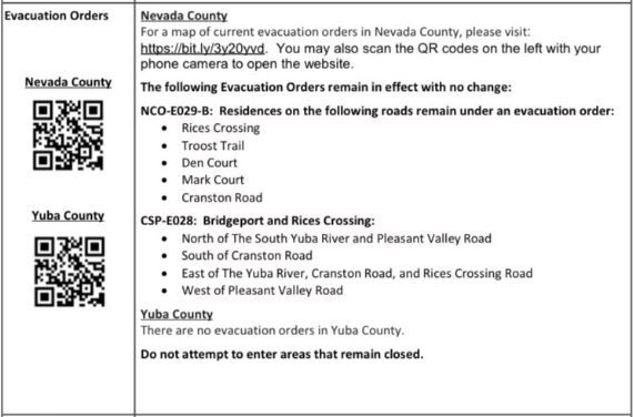 EVAC UPDATES FOR RICES FIRE