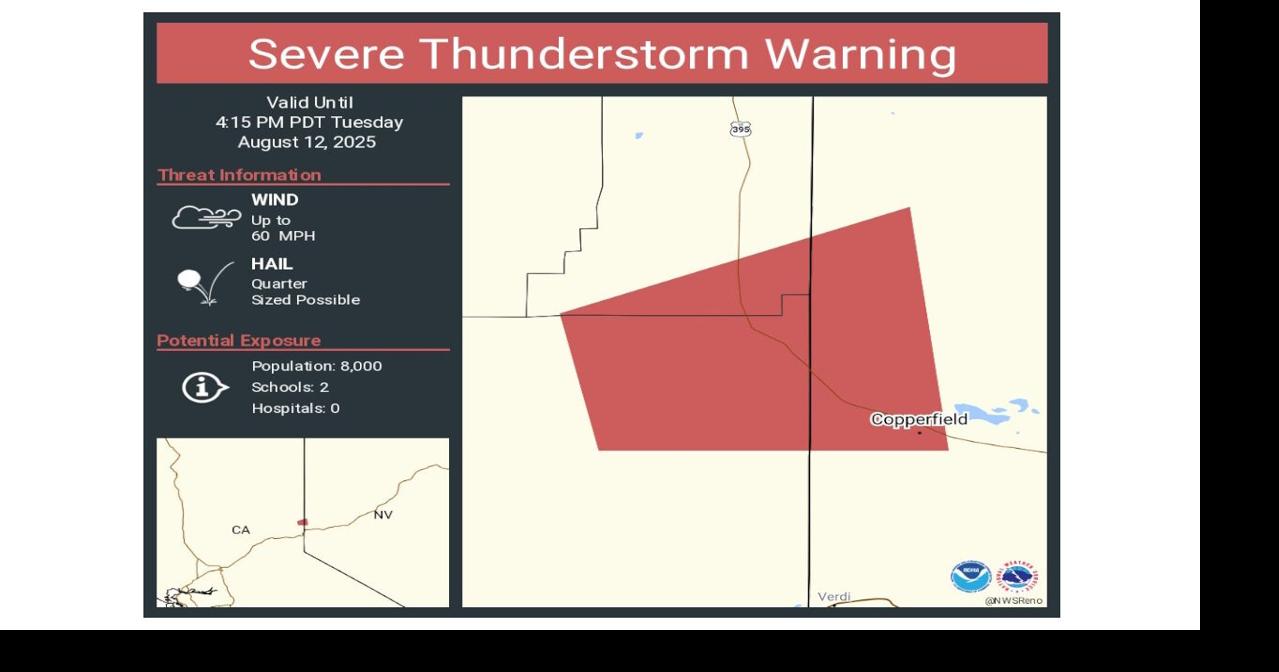 Severe thunderstorm warning issued for parts of northern California and ...
