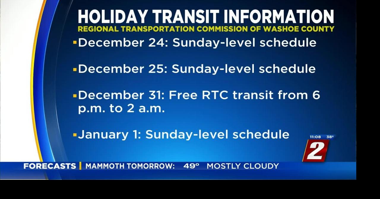 RTC Updates Holiday Transit Schedule, Giving Free Rides on New Year's