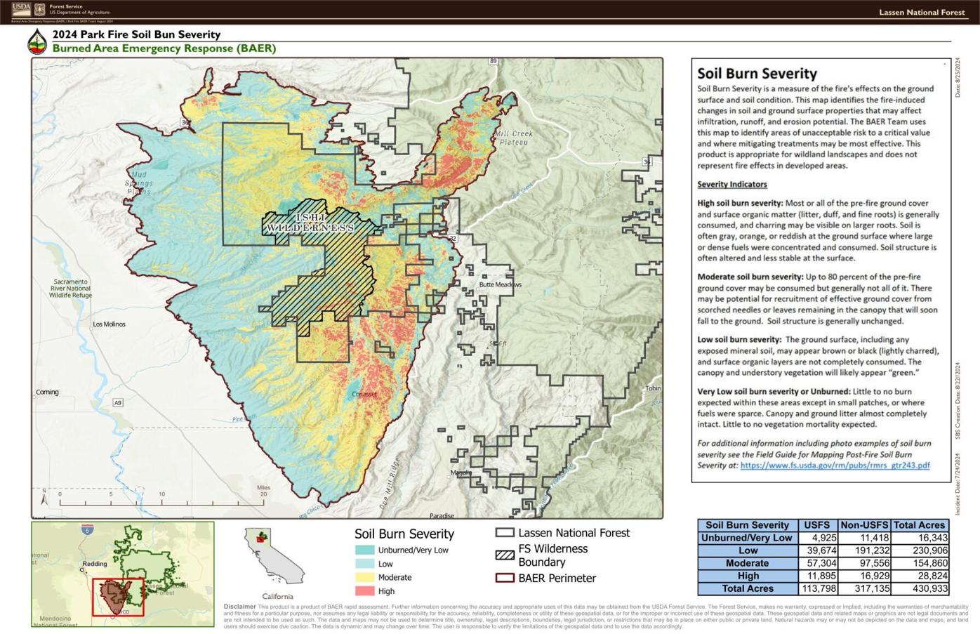 Park Fire, BAER soil