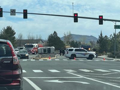 Rollover crash Los Altos and Sparks Blvd