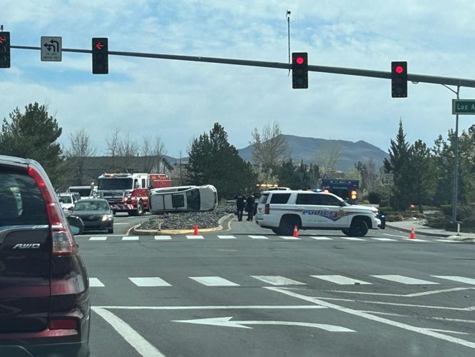 Rollover crash Los Altos and Sparks Blvd