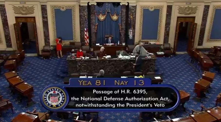 In A First, Congress Overrides President Trump's Veto of Defense Bill