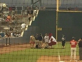 Fan injured During Sumo Wrestling Promotion at Aces Game