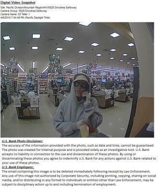 Sparks Police Looking for Bank Robber