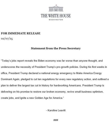 White House monthly jobs statement