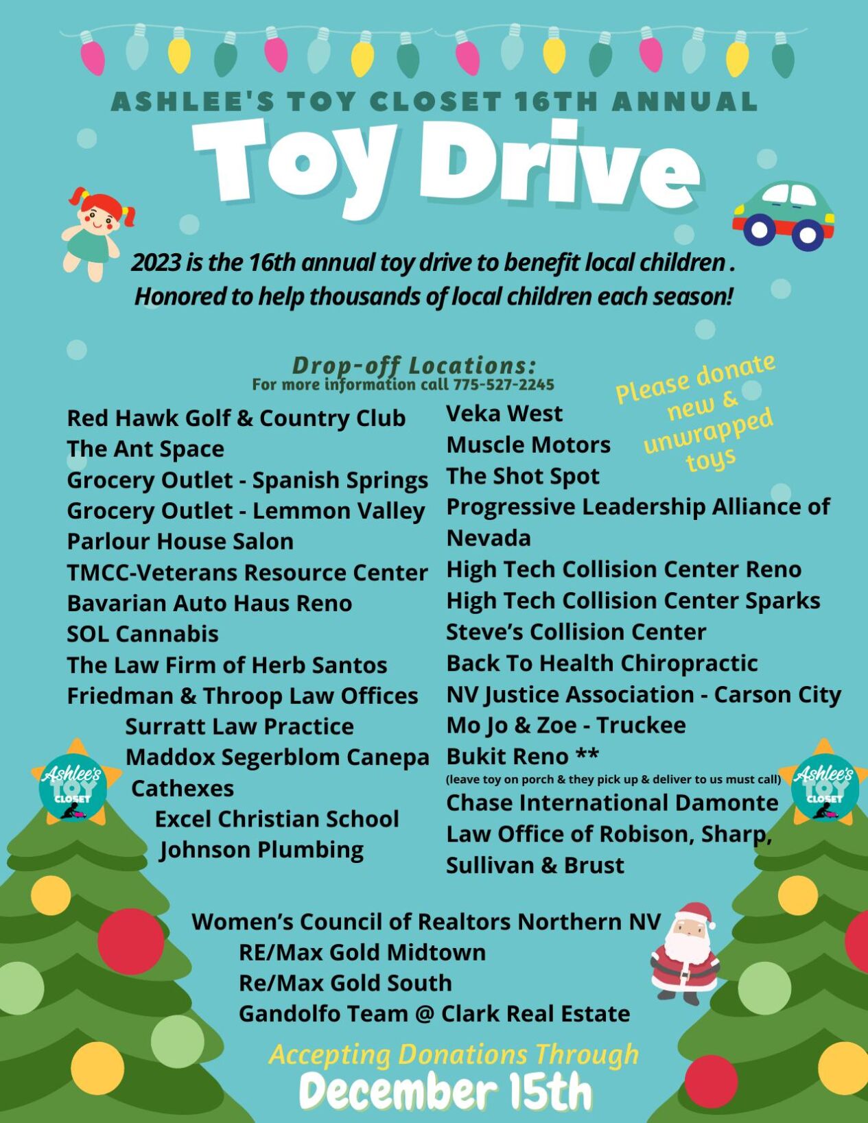 Ashlee's Toy Closet 16th Annual Holiday Toy Drive, News