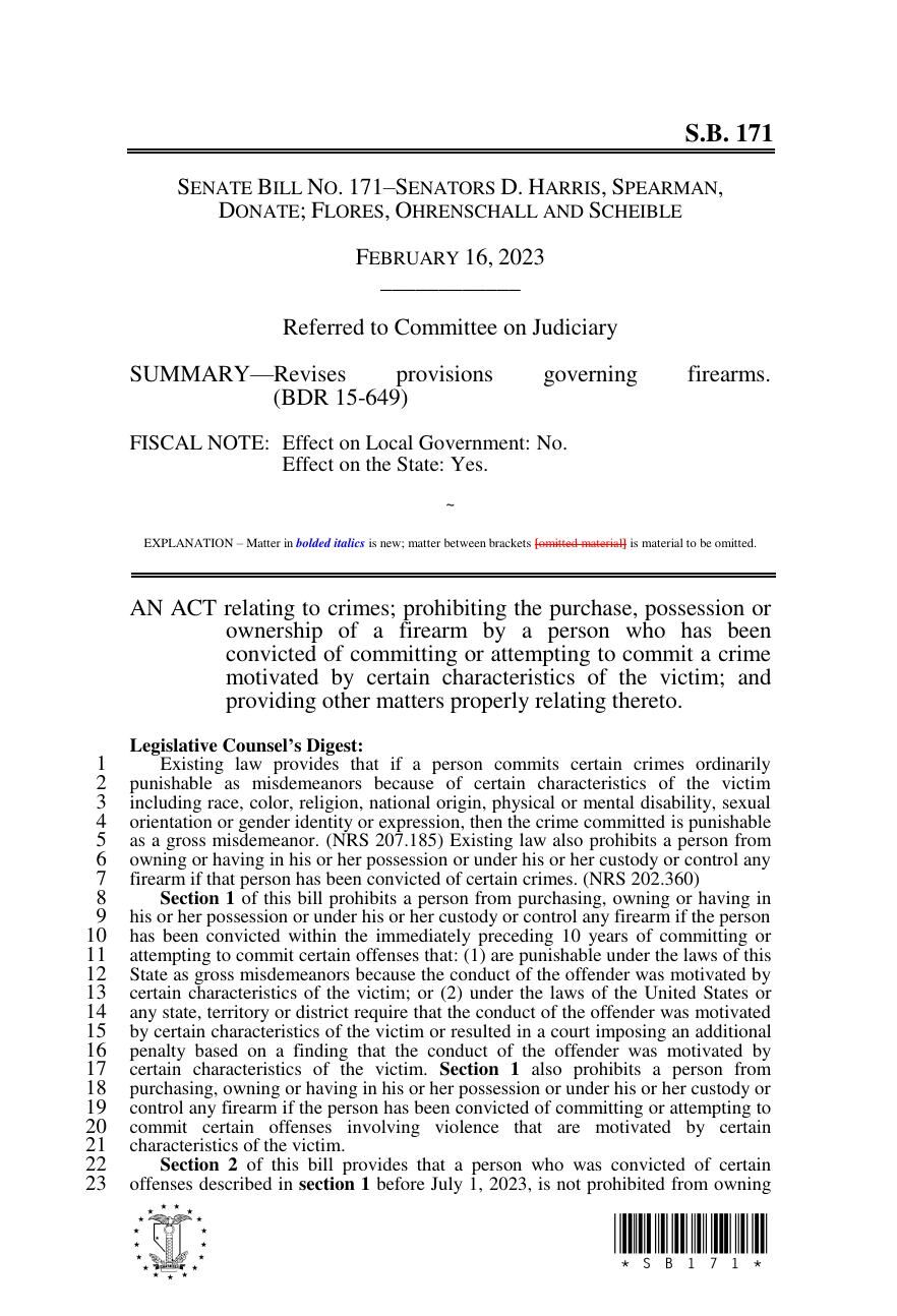 Nevada Senate Bill 171