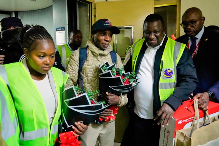 CORRECTION Kenya Marathon Record Breaker