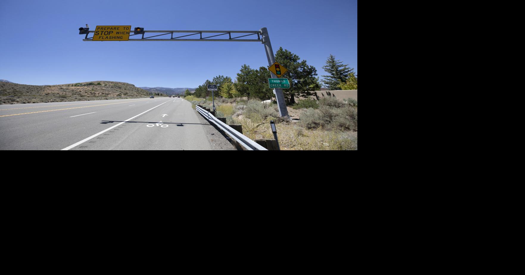 Traffic signal warning signs changing on Pyramid And Mt. Rose Highways ...