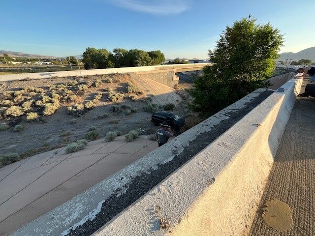 Car falls off overpass near Mt. Rose