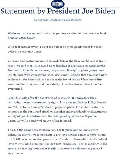 President Biden abortion statement