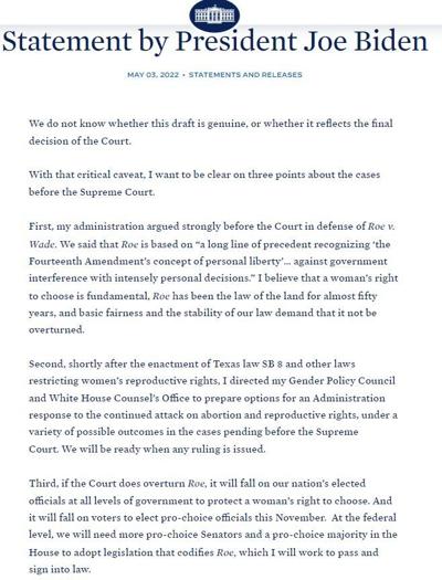 President Biden abortion statement