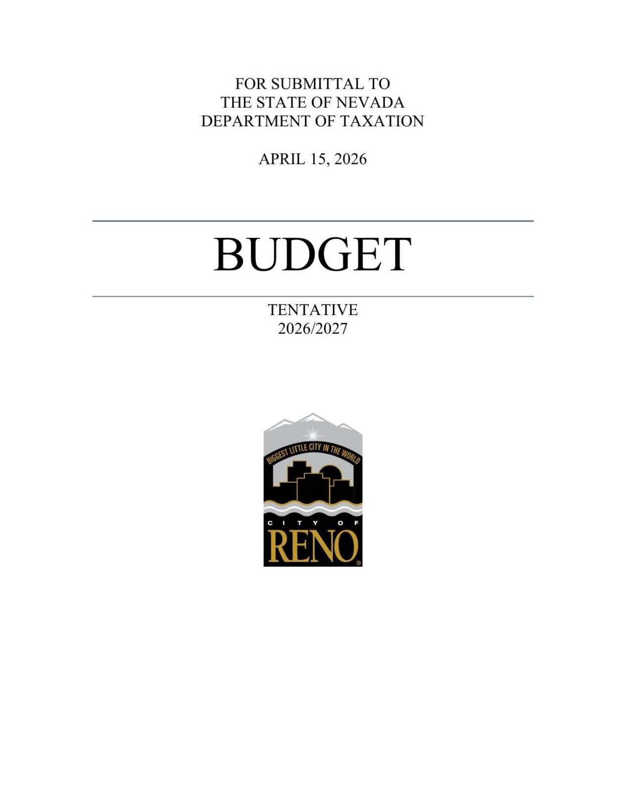 City of Reno tentative budget