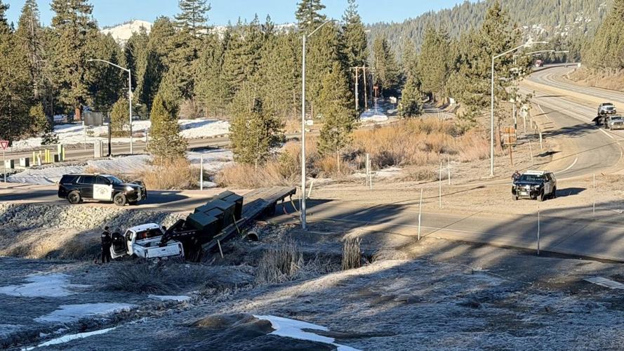 Jackknife crash on I-80 near Donner Gate
