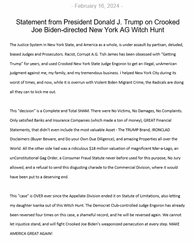 Donald Trump Statement