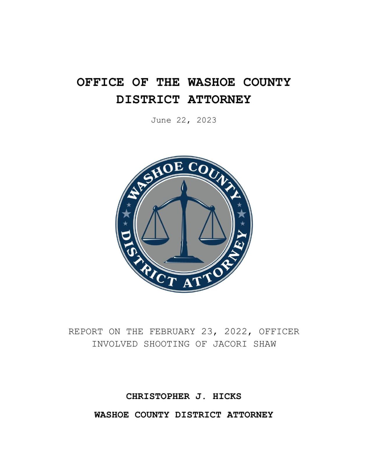 Washoe DA OIS Report