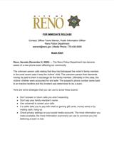 New Phone Scam Reported by Reno Police