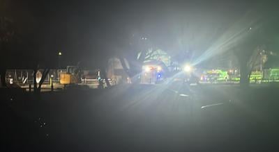 Sparks ruptured gas line