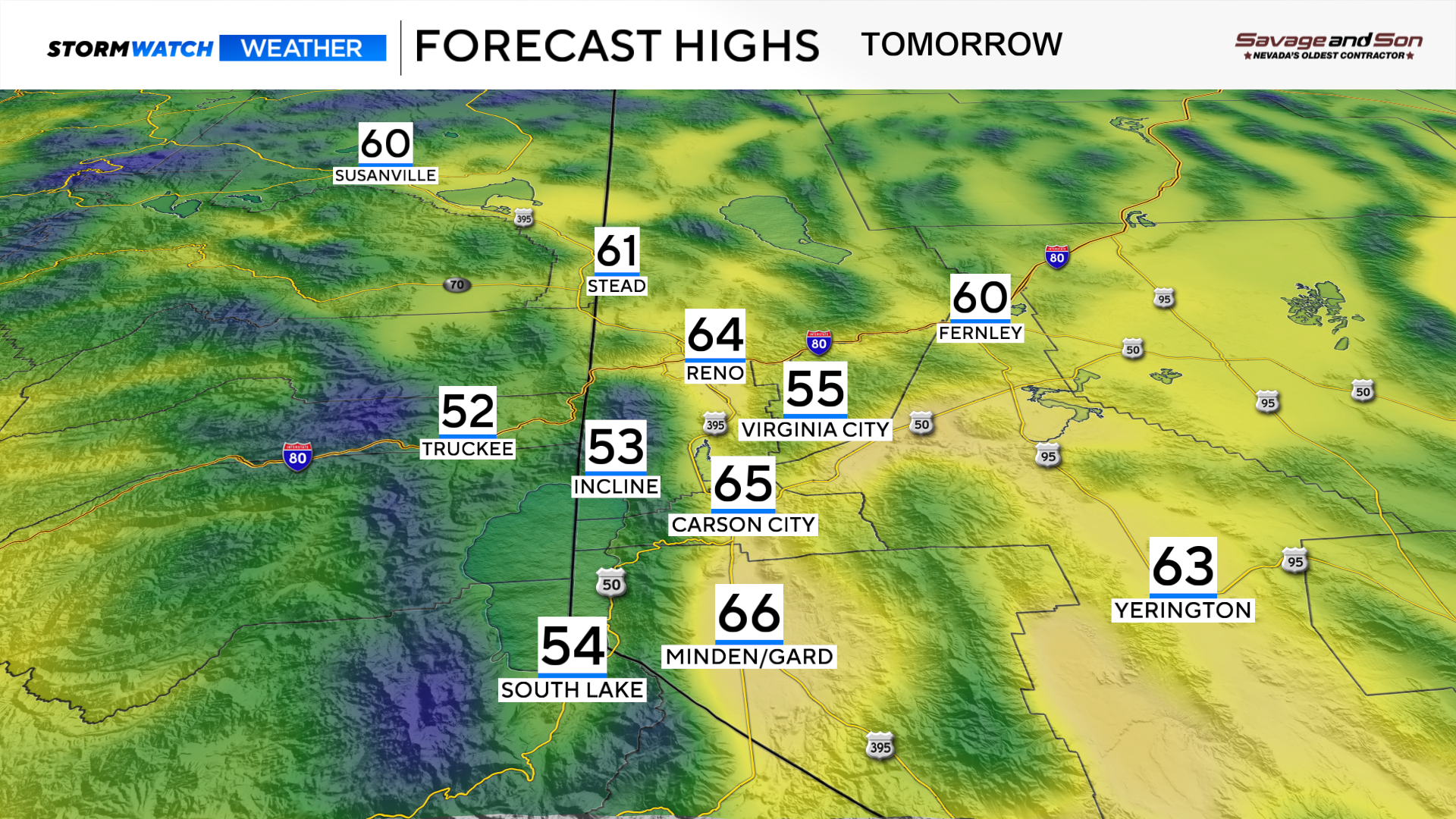 Tuesday PM Highs | Storm Watch Weather | 2news.com