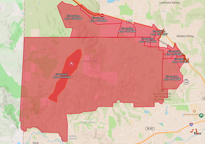 Hawk Fire evac map @ 5pm