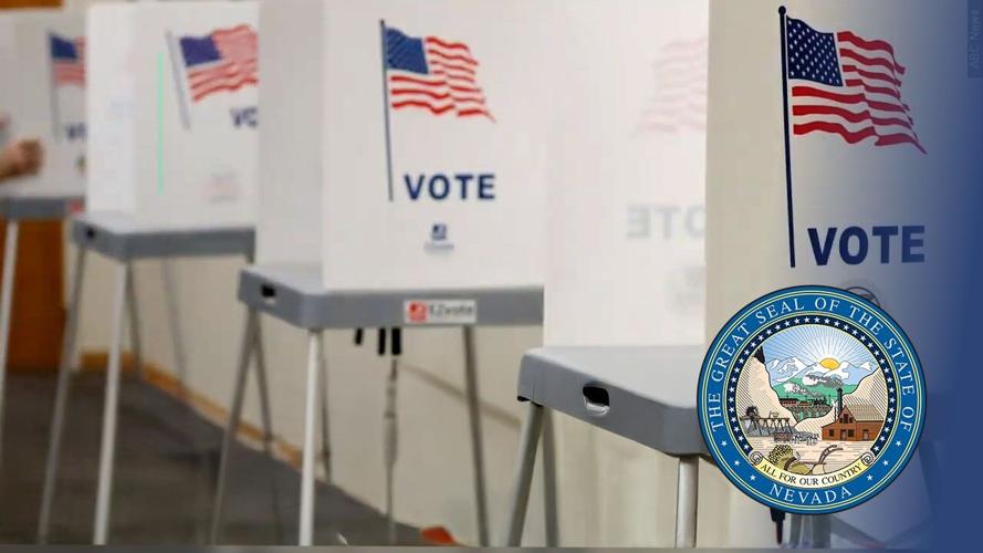 Voting booths with NV seal